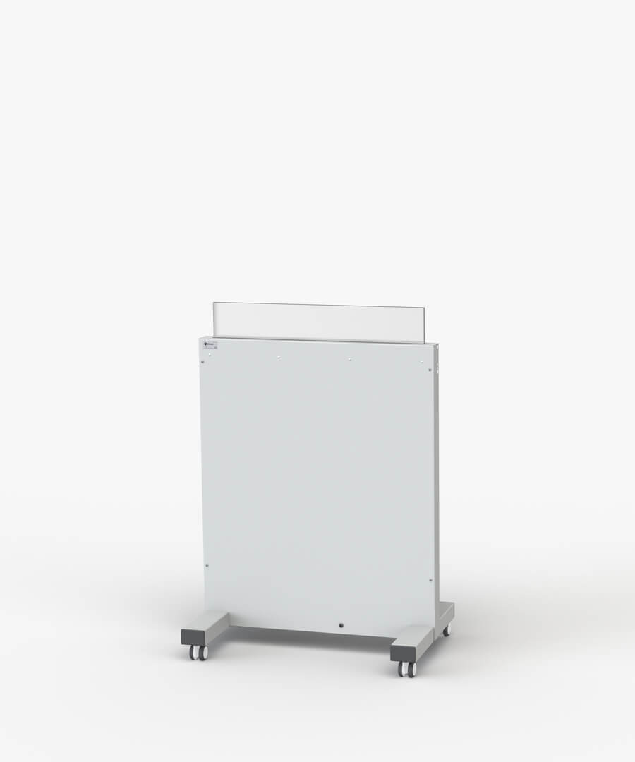 Mobile, höhenverstellbare Strahlenschutzwand - eingefahren